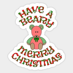 Beary Merry Christmas Teddy Bear Design Sticker